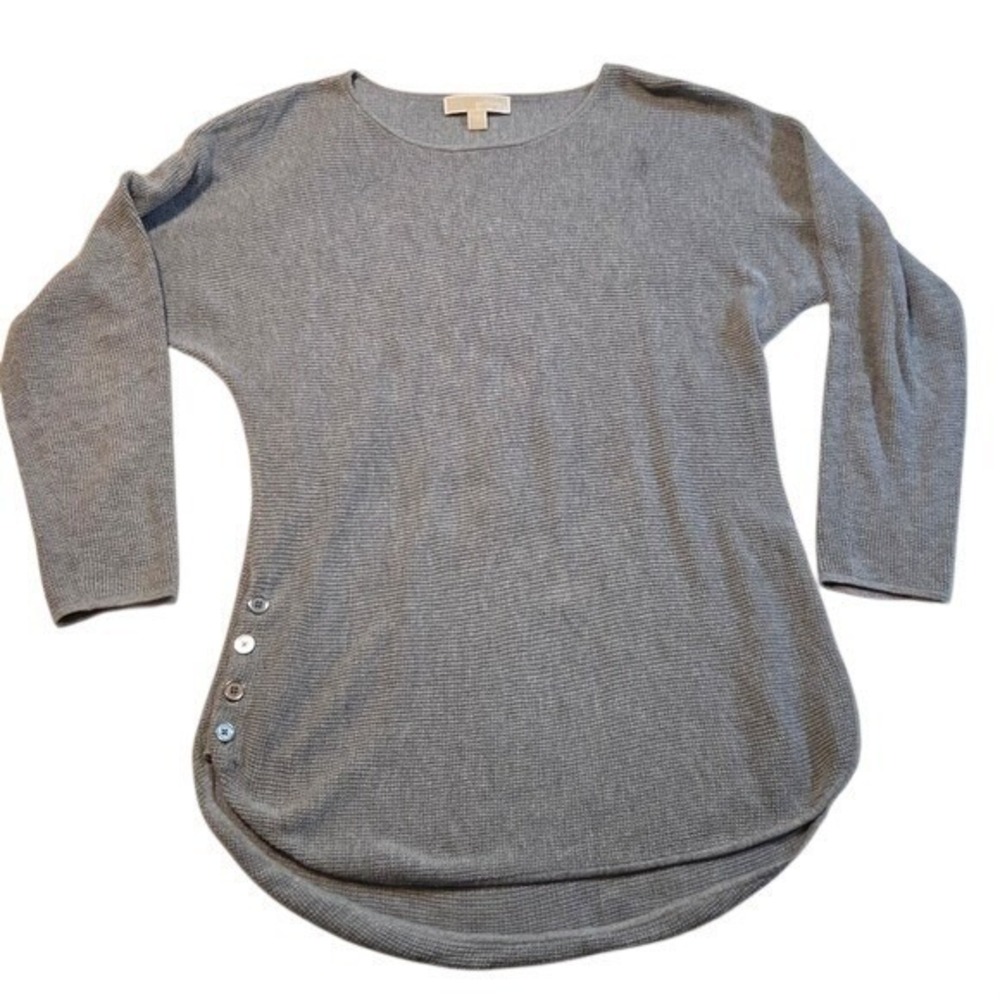 Michael Kors‎ Grey Button-Side Knit Top Size M